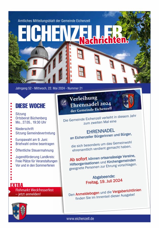 Amtliches Mitteilungsblatt der Gemeinde Eichenzell Titelblatt 21/2024