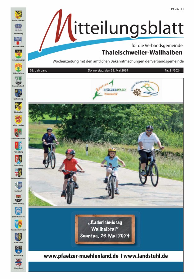 Mitteilungsblatt VG Thaleischweiler-Wallhalben Titelblatt 21/2024