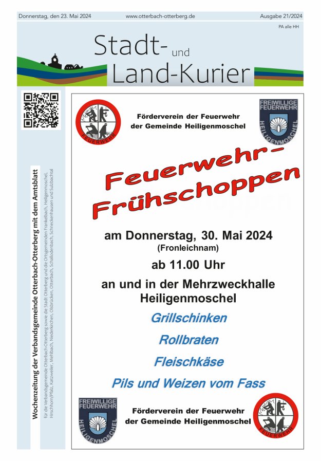 Stadt- und Land-Kurier Otterbach-Otterberg Titelblatt 21/2024