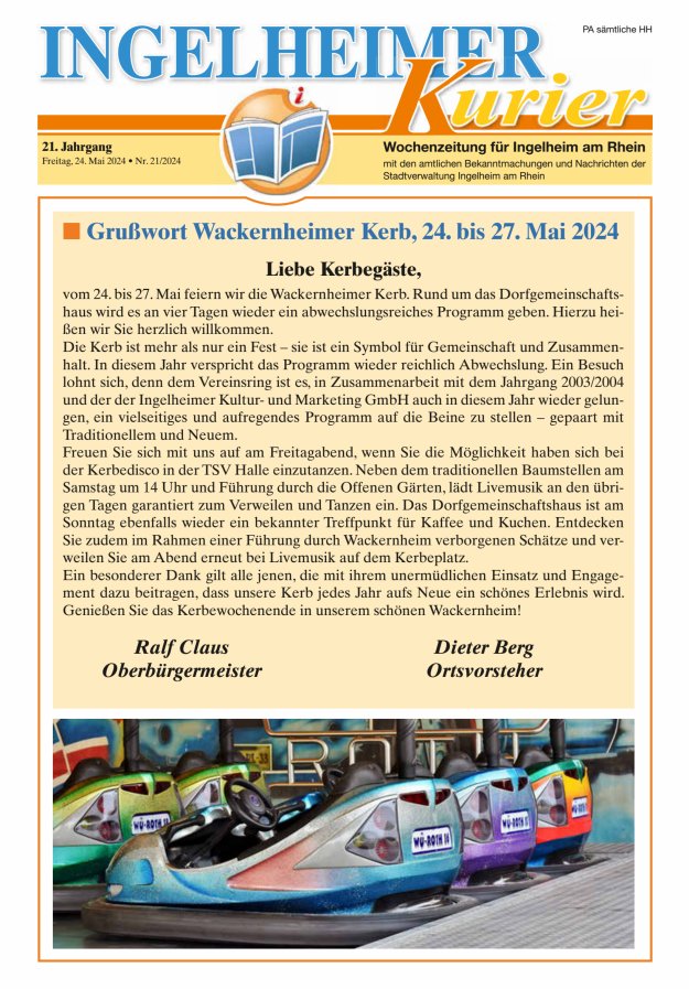 Ingelheimer Kurier Titelblatt 21/2024