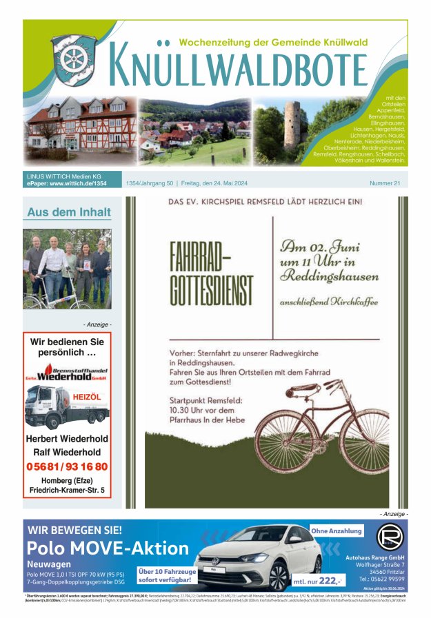 Knüllwaldbote Titelblatt 21/2024