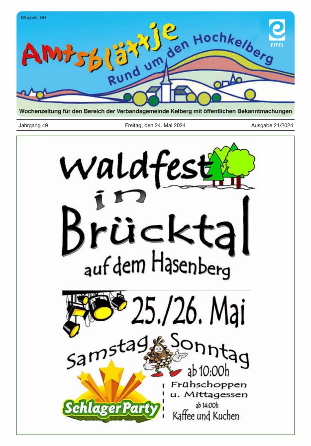 Amtsblättje - Rund um den Hochkelberg Titelblatt 21/2024