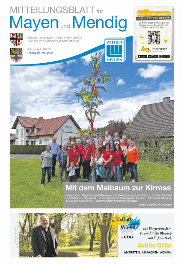 Mitteilungsblatt für Mayen und Mendig Titelblatt 21/2024