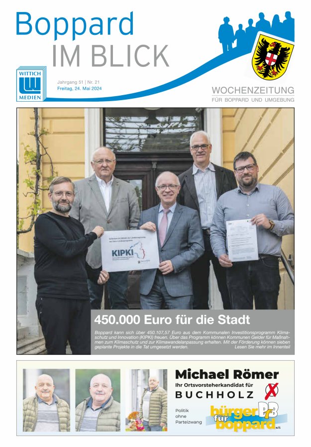 Boppard im Blick - Heimatzeitung für die Stadt Boppard Titelblatt 21/2024