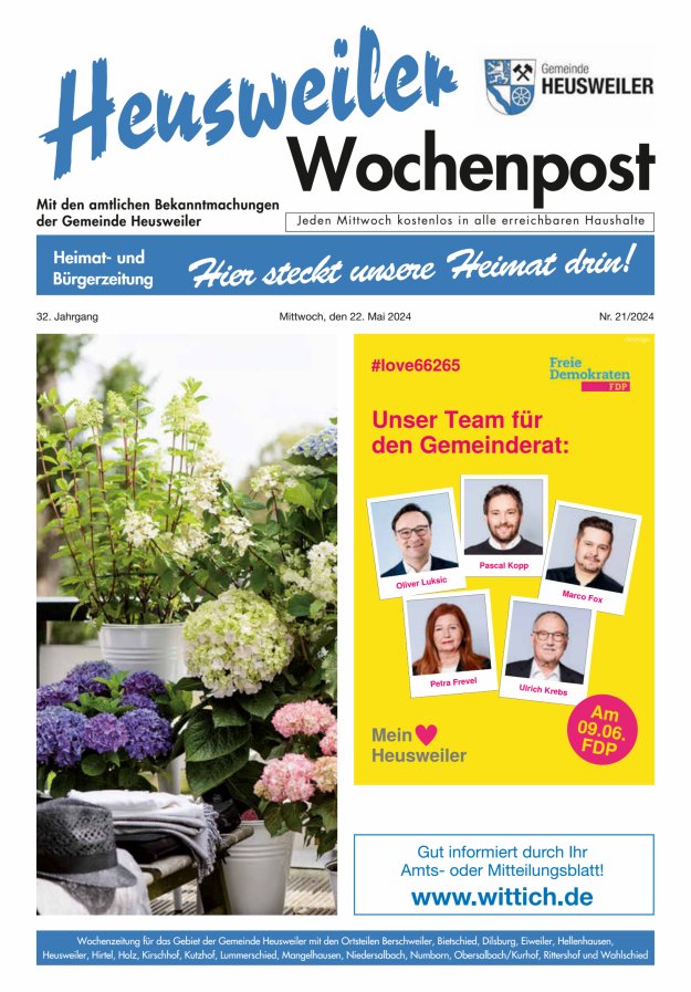Heusweiler Wochenpost Titelblatt 21/2024