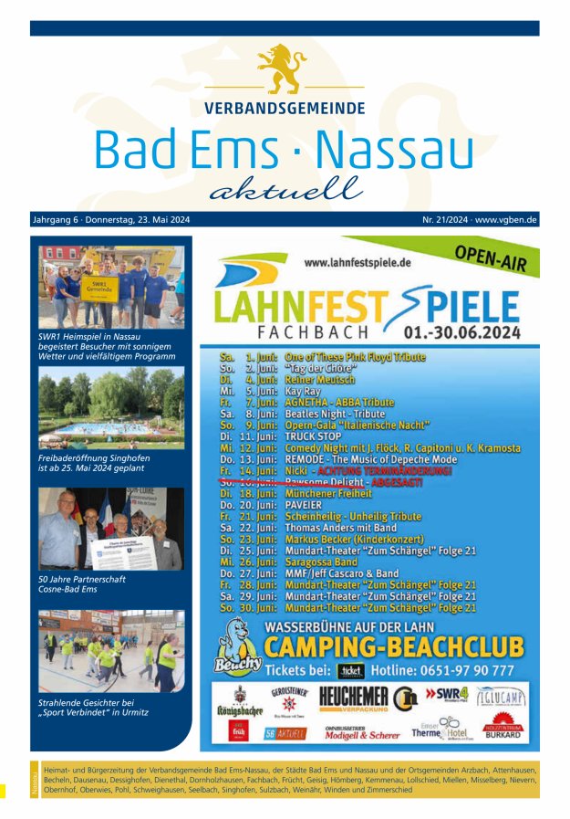 Bad Ems-Nassau aktuell Ausgabe Nassau Titelblatt 21/2024