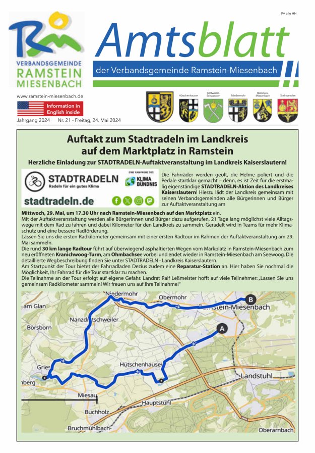 Amtsblatt VG Ramstein-Miesenbach Titelblatt 21/2024