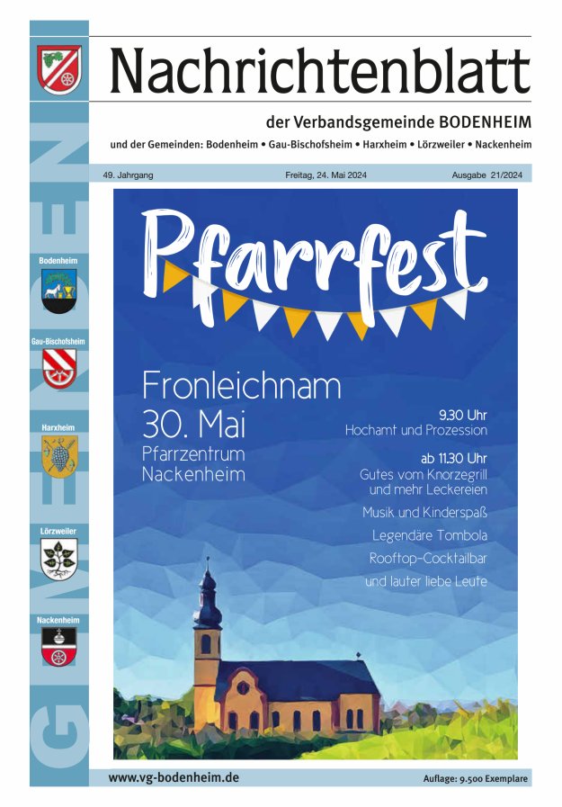 Nachrichtenblatt der VG Bodenheim              Titelblatt 21/2024