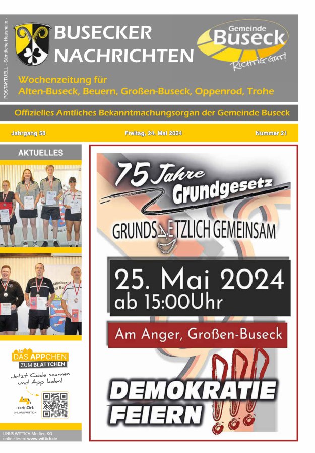 Busecker Nachrichten Titelblatt 21/2024