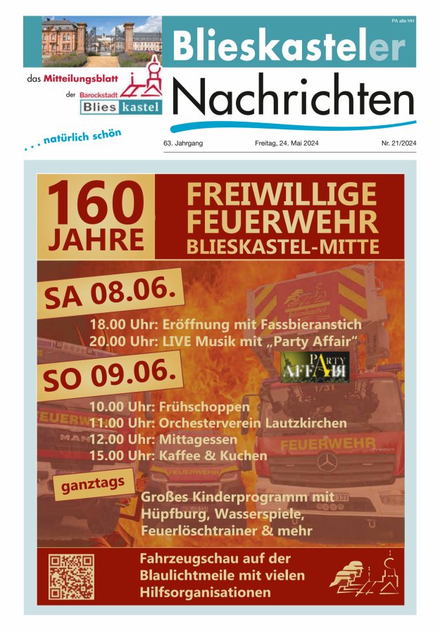 Blieskasteler Nachrichten  Titelblatt 21/2024