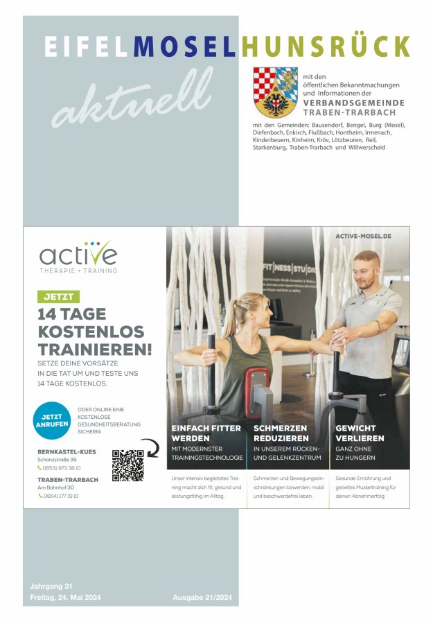Eifel-Mosel-Hunsrück aktuell VG Traben-Trarbach Titelblatt 21/2024