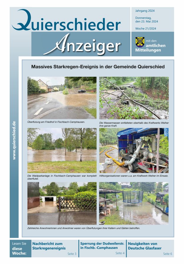 Quierschieder Anzeiger Titelblatt 21/2024