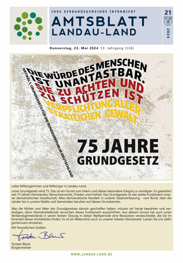 Amtsblatt VG Landau-Land Titelblatt 21/2024