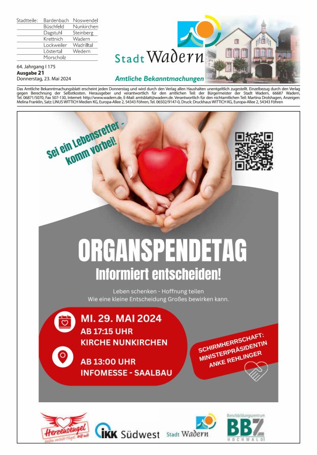 Stadt Wadern Titelblatt 21/2024