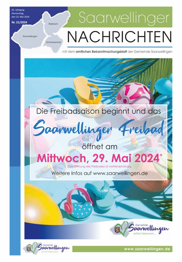 Saarwellinger Nachrichten Titelblatt 21/2024