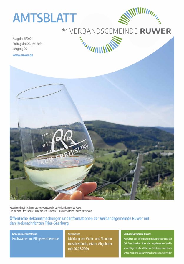 Amtsblatt VG Ruwer Titelblatt 21/2024