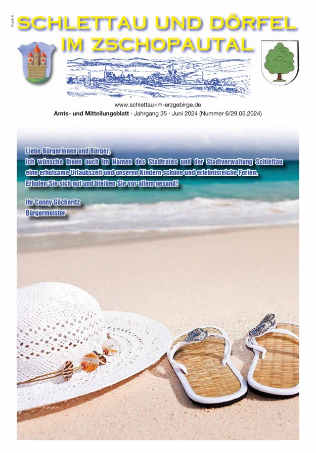 Schlettau und Dörfel im Zschopautal – Amts- und Mitteilungsblatt Titelblatt 06/2024