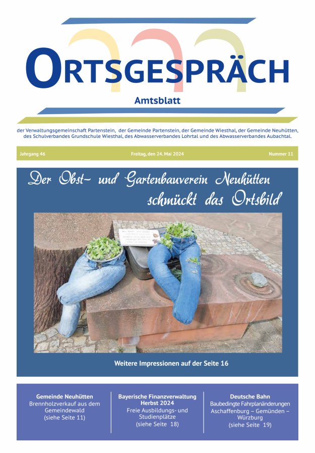 Ortsgespräch - Amtsblatt der VG Partenstein und ihrer Körperschaften Titelblatt 11/2024