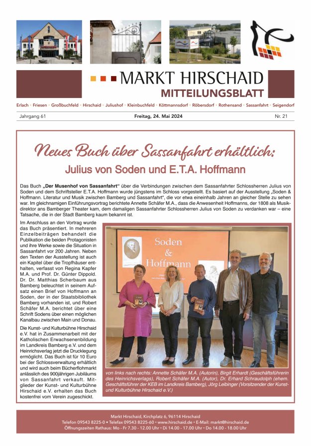 Mitteilungsblatt Markt Hirschaid Titelblatt 21/2024