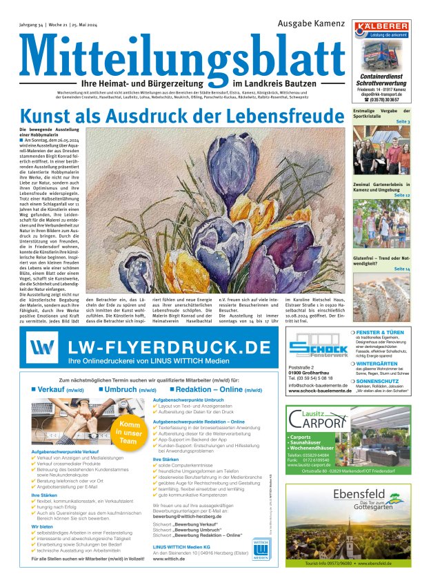 Mitteilungsblatt LK Bautzen Ausgabe Kamenz Titelblatt 20/2024