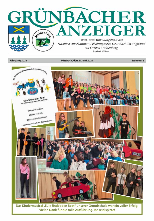 Grünbacher Anzeiger - Amts- und Mitteilungsblatt Titelblatt 05/2024
