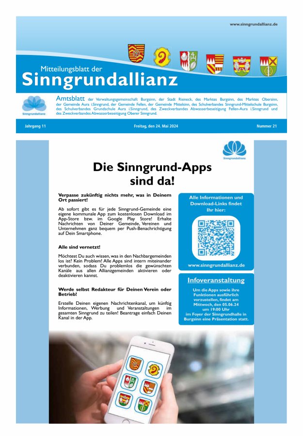Mitteilungsblatt der Sinngrundallianz Titelblatt 21/2024