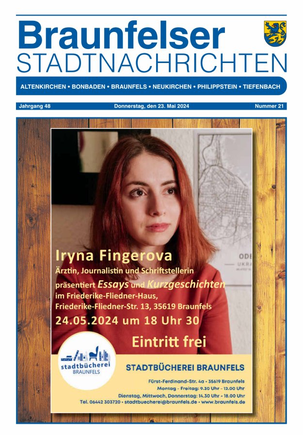 Braunfelser Stadtnachrichten Titelblatt 21/2024