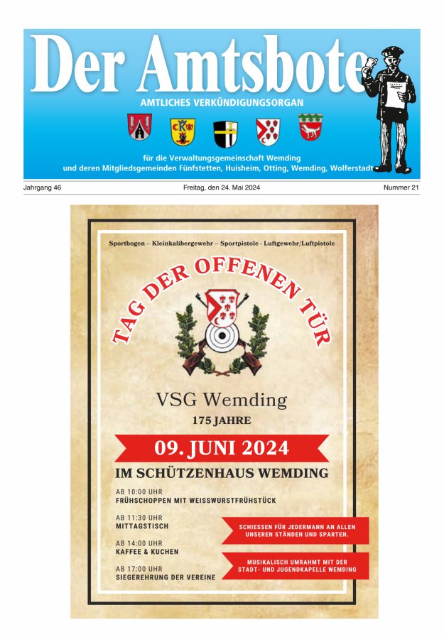 Der Amtsbote - Wemding Verwaltungsgemeinschaft Titelblatt 21/2024