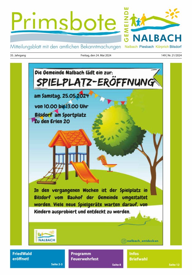 Primsbote Gemeinde Nalbach Titelblatt 21/2024