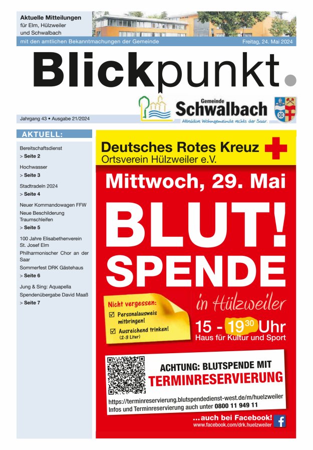 Blickpunkt Schwalbach Titelblatt 21/2024