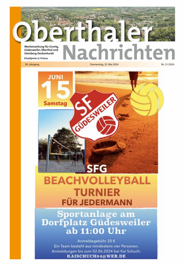 Oberthaler Nachrichten Titelblatt 21/2024