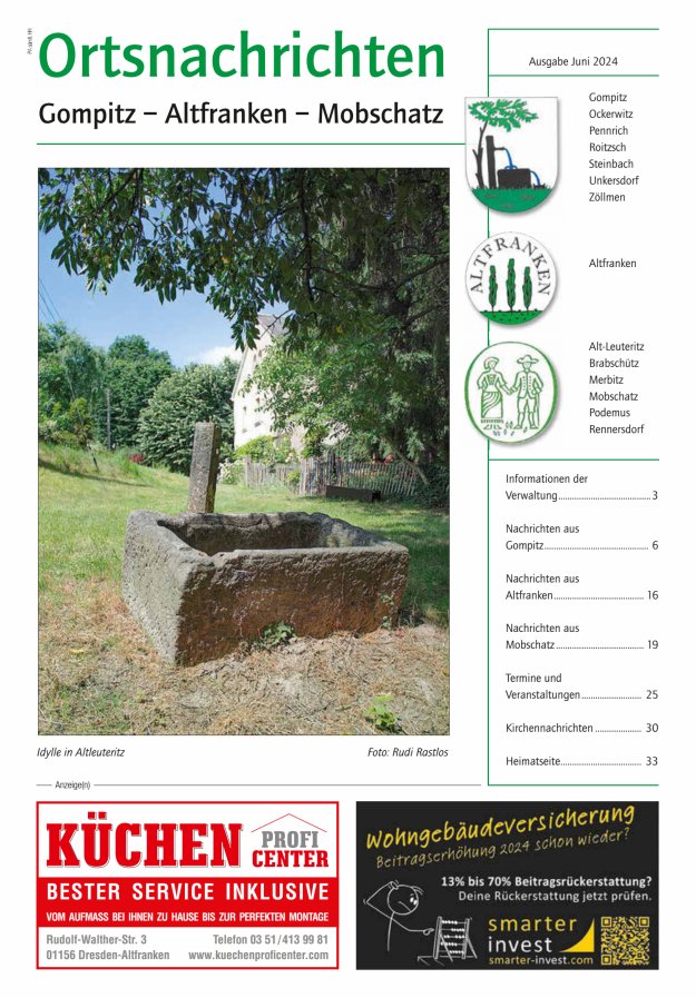 Ortsnachrichten Gompitz - Altfranken - Mobschatz Titelblatt 05/2024