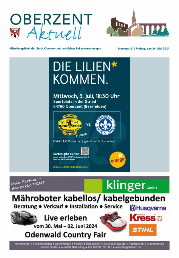 Oberzent aktuell Titelblatt 21/2024
