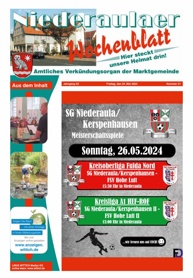Niederaulaer Wochenblatt Titelblatt 21/2024