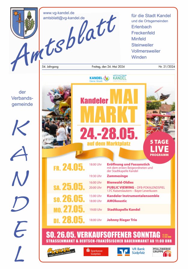 Amtsblatt VG Kandel Titelblatt 21/2024