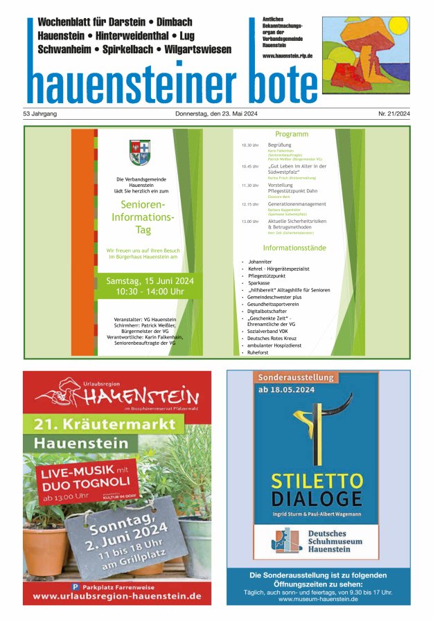 Hauensteiner Bote Titelblatt 21/2024