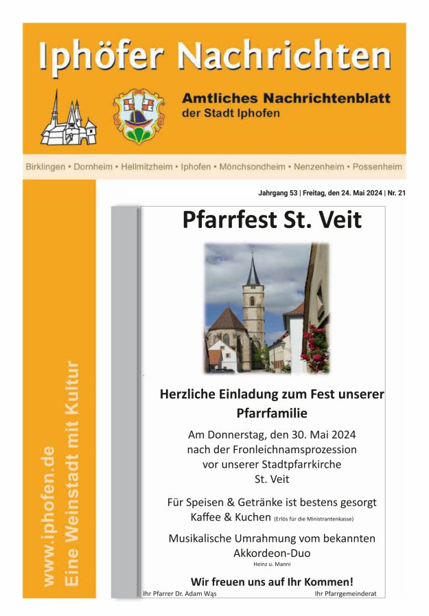 Iphöfer Nachrichten Titelblatt 21/2024