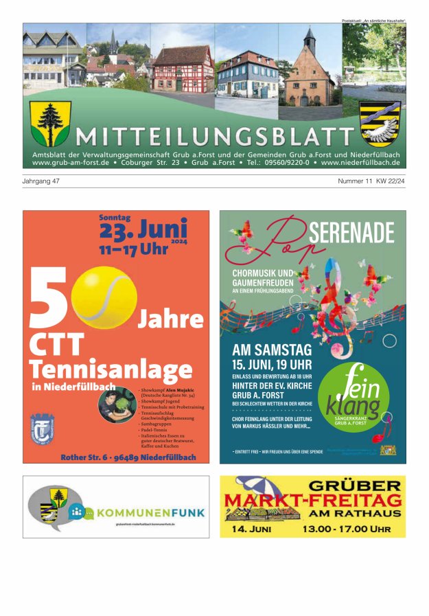 Amts- und Mitteilungsblatt der VGem Grub a.Forst Titelblatt 11/2024