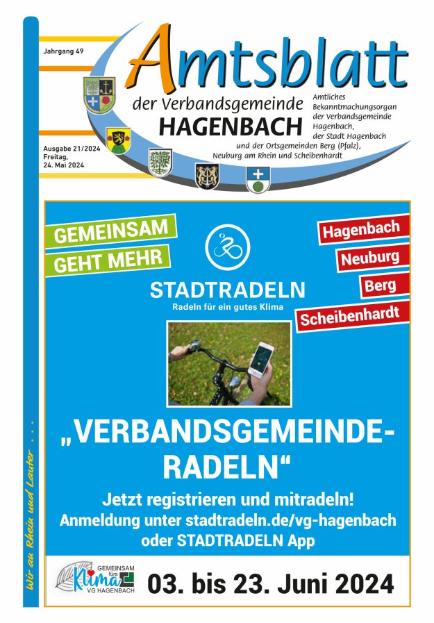 Amtsblatt der VG Hagenbach Titelblatt 21/2024