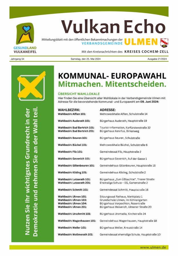 Vulkan Echo VG Ulmen Titelblatt 21/2024