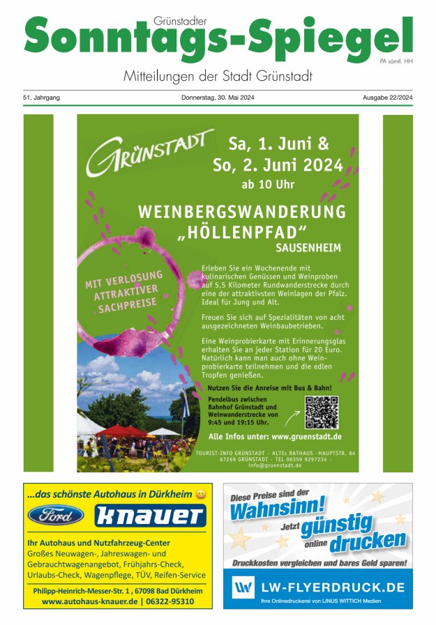 Grünstadter Sonntags-Spiegel Titelblatt 22/2024