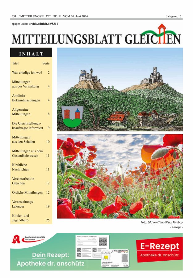 Mitteilungsblatt Gleichen Titelblatt 11/2024