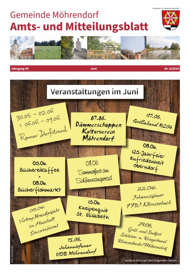 Amts- und Mitteilungsblatt Gemeinde Möhrendorf Titelblatt 06/2024