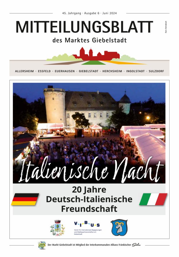 Mitteilungsblatt des Marktes Giebelstadt Titelblatt 06/2024