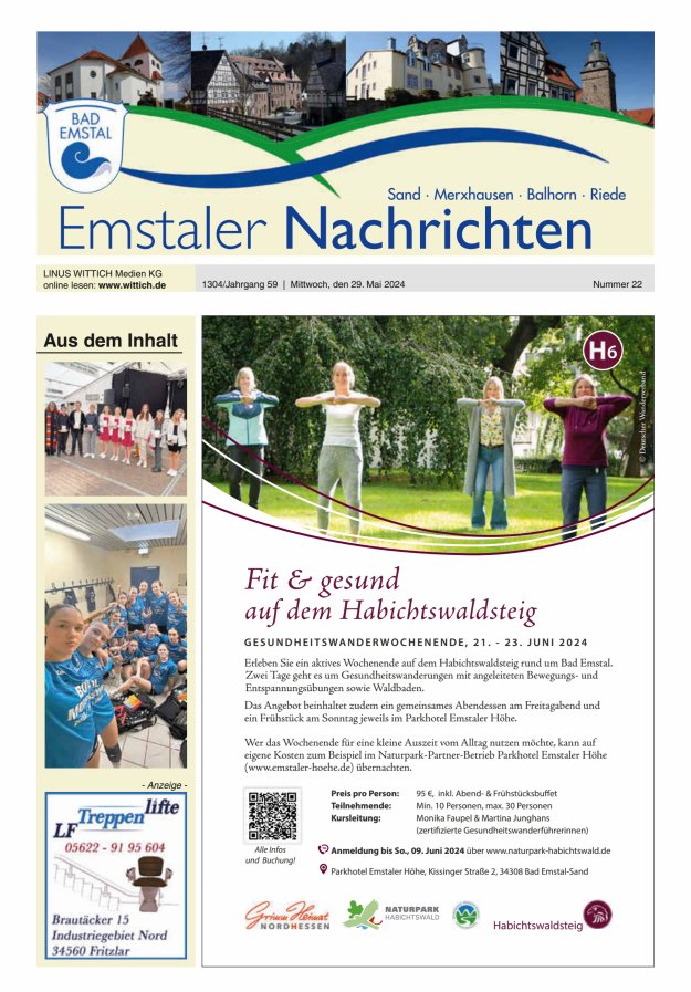 Emstaler Nachrichten Titelblatt 22/2024
