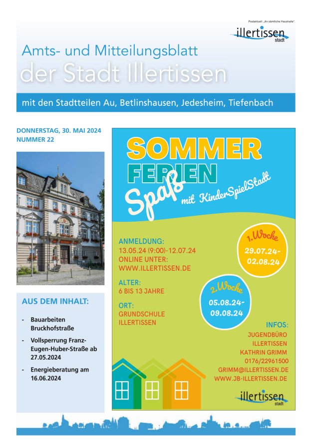 Amts- und Mitteilungsblatt Stadt Illertissen Titelblatt 22/2024
