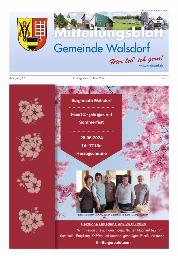 Mitteilungsblatt Gemeinde Walsdorf Titelblatt 05/2024