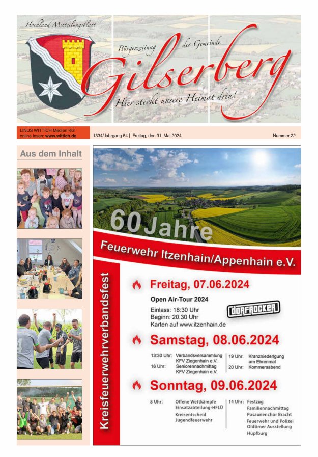 Hochland Mitteilungsblatt Gilserberg Titelblatt 22/2024