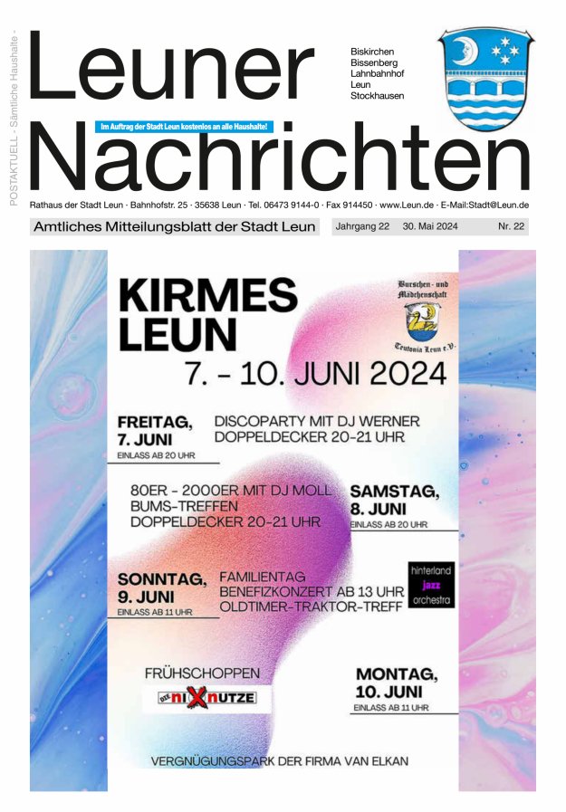 Leuner Nachrichten Titelblatt 22/2024