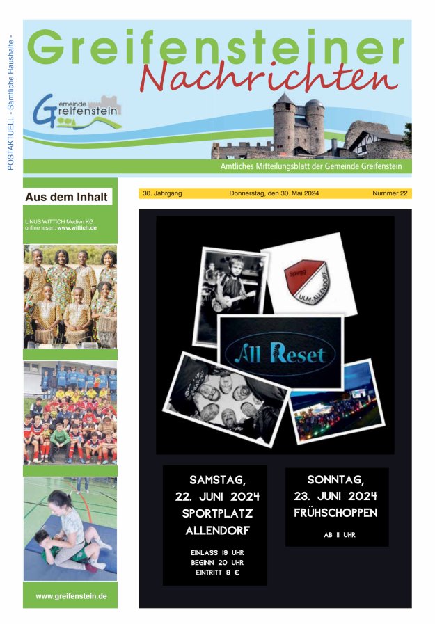 Mitteilungsblatt der Gemeinde Greifenstein Titelblatt 22/2024